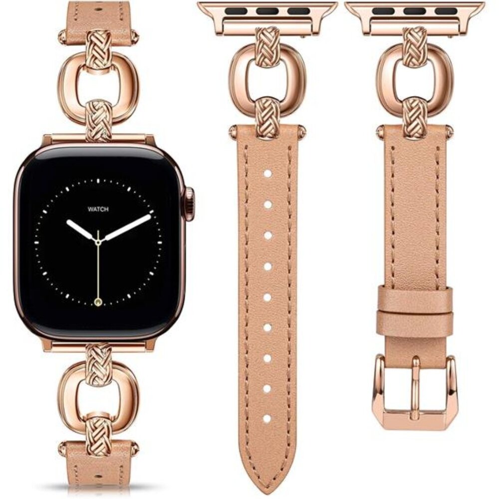 New Rose Gold Leather Apple Watch Band